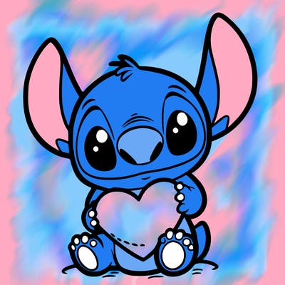 stich holding a heart