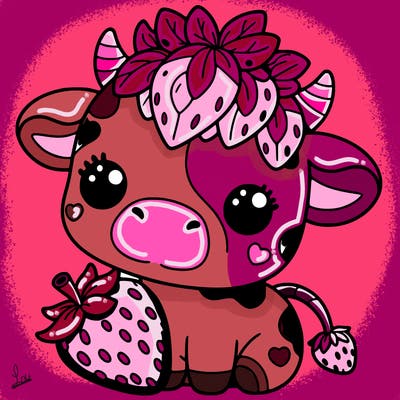 cute strawberry cow