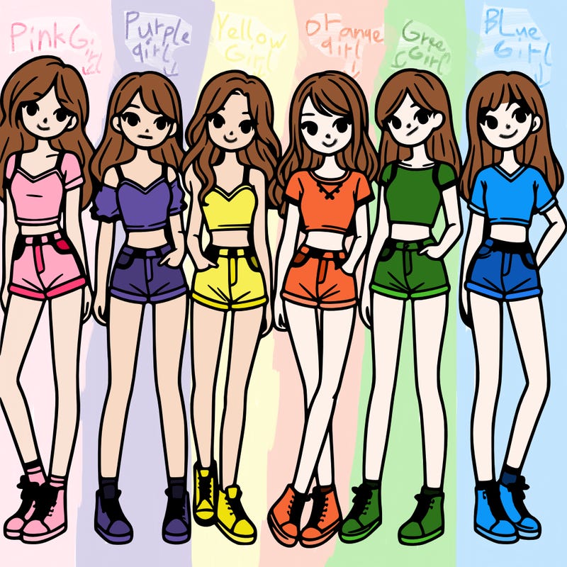 a group of girls wearing crop tops and shorts