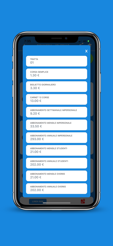 Arst Finder - Premium - Mobile app screen displaying various bus ticket prices and subscription costs for Arst transit in Sardinia