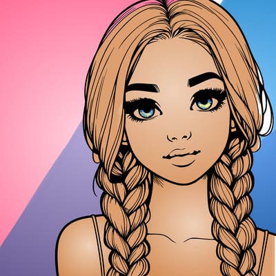 realistic girl with braids