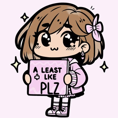 cute girl holding a sign saying a least one like plz