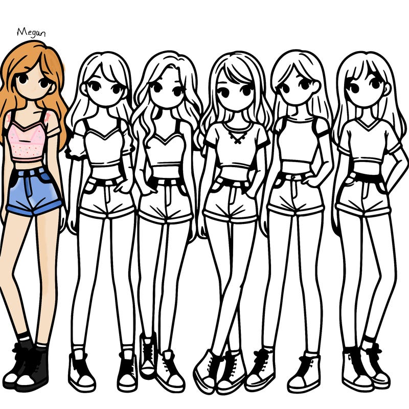 a group of girls wearing crop tops and shorts