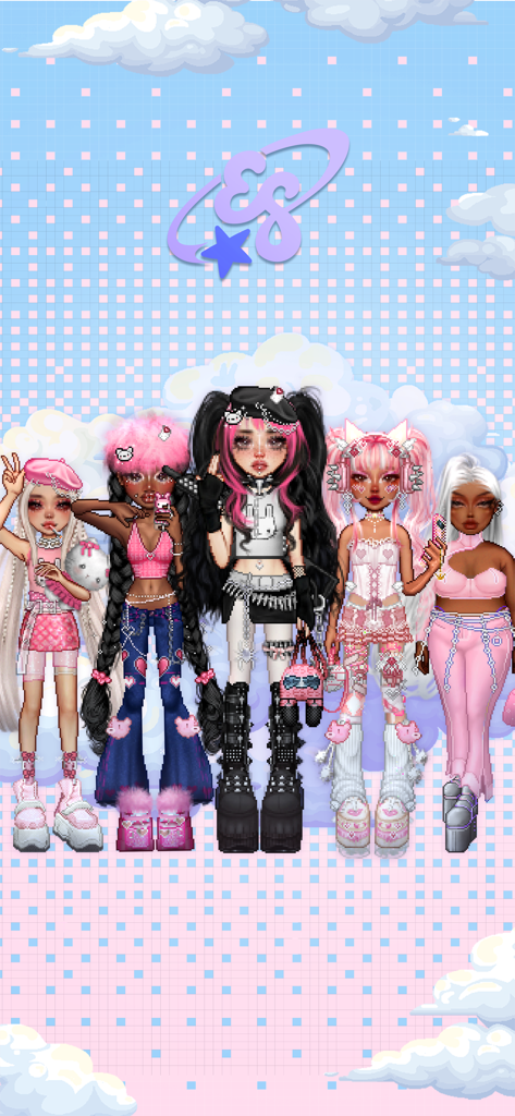 Five diverse avatars showcasing different Y2K and aesthetic fashion styles in Everskies