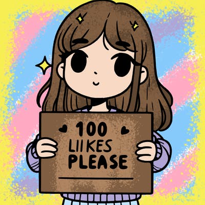 a girl holding up a sign saying 100 likes please