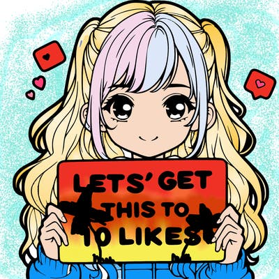 girl holding up sign that says let’s get this to 10 likes realistic