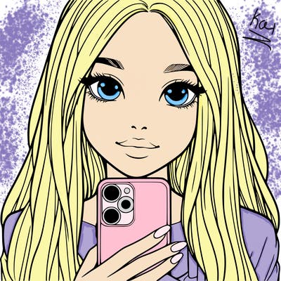 realistic girl with a phone