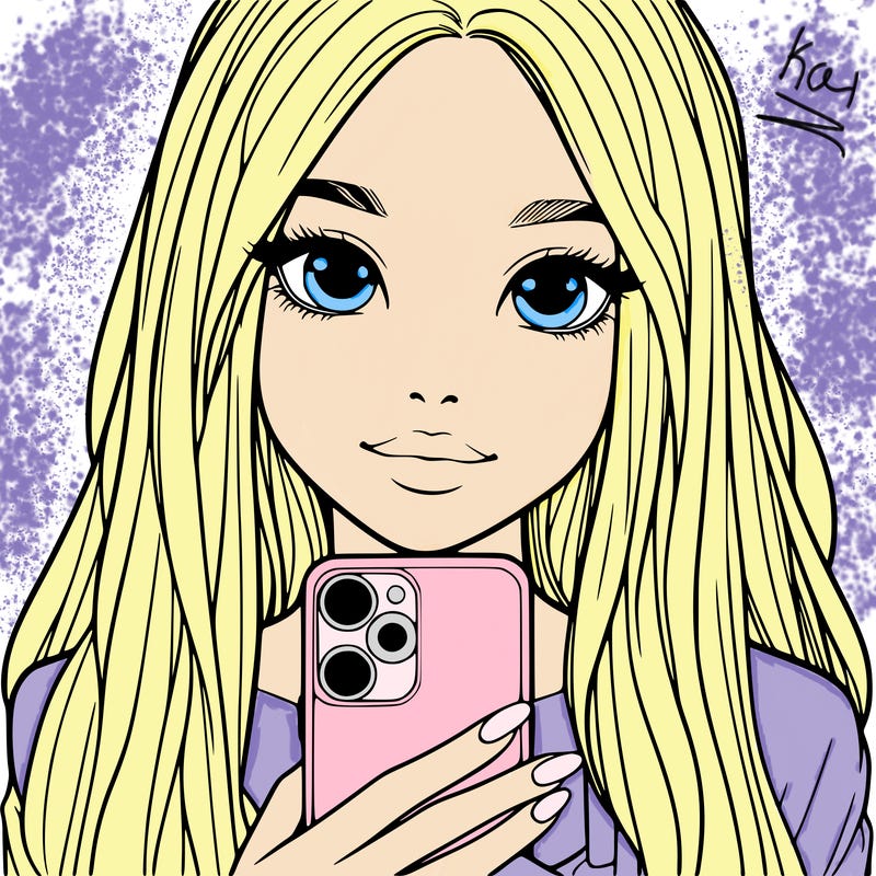 realistic girl with a phone