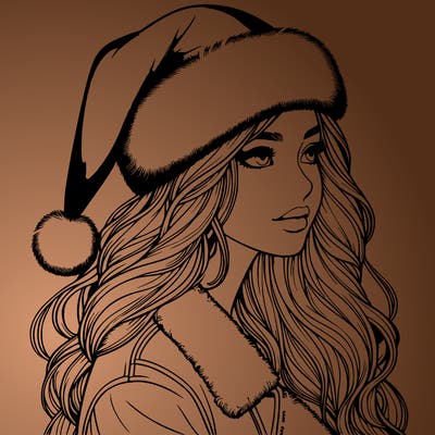 realistic girl in santa hat
