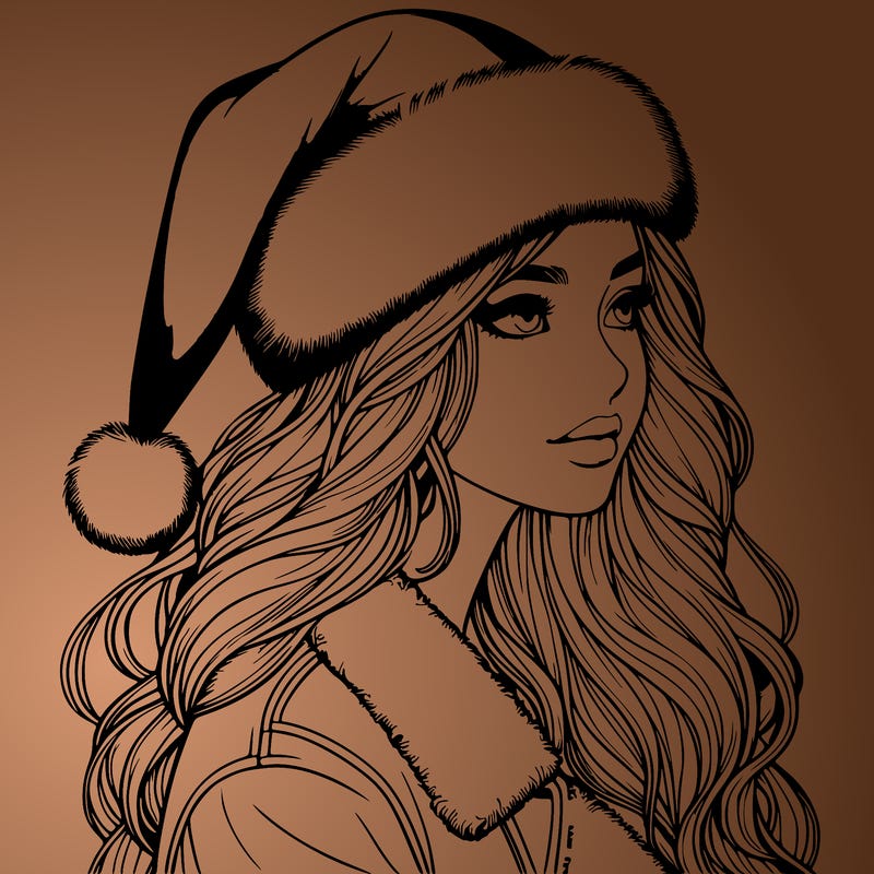 realistic girl in santa hat