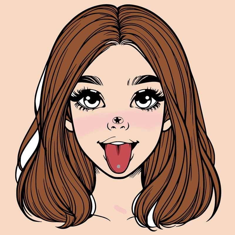 realistic girl with her tongue out