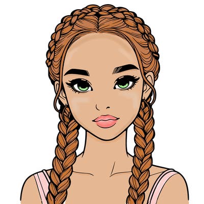 realistic girl with braids