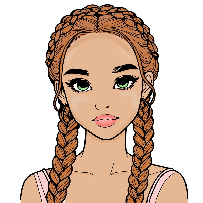 realistic girl with braids