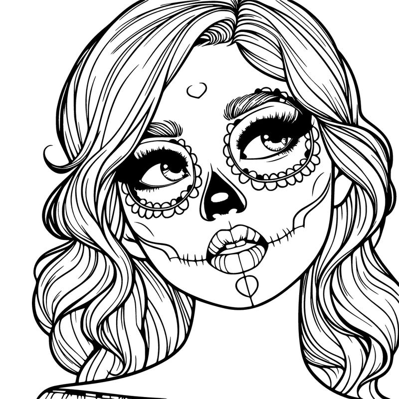 realistic girl with skull makeup