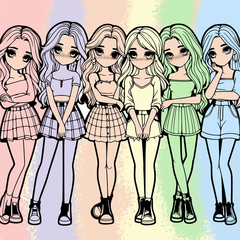 a group of girls realistic
