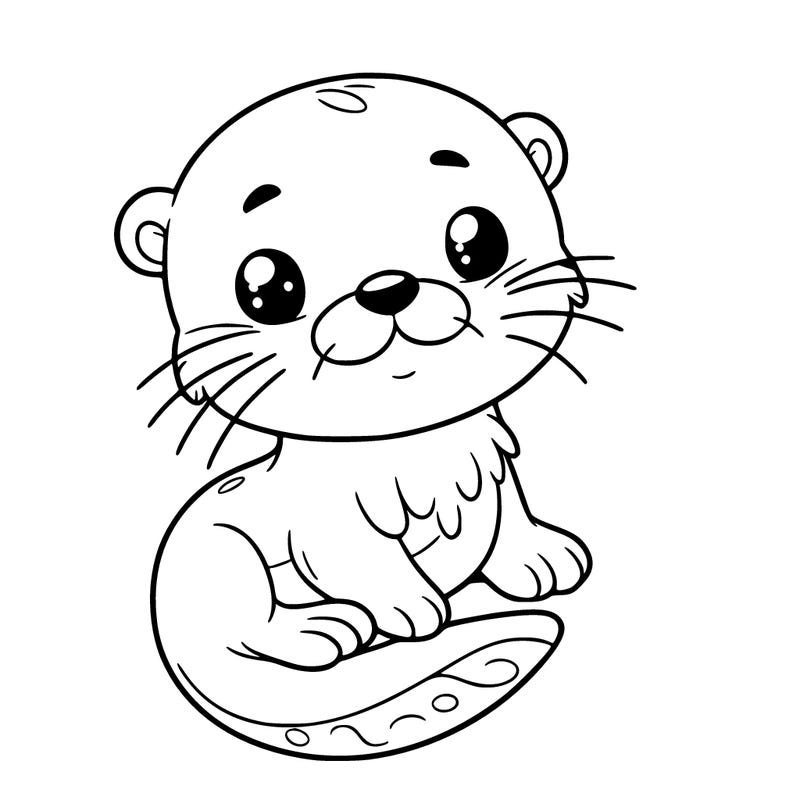 a cute sea otter with just outline
