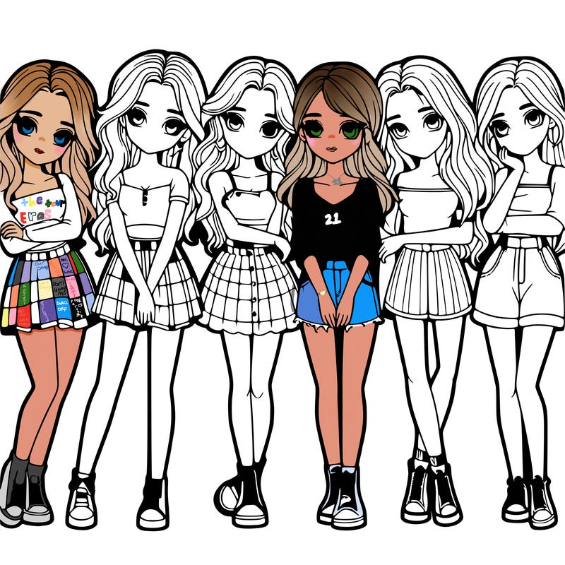 a group of girls realistic