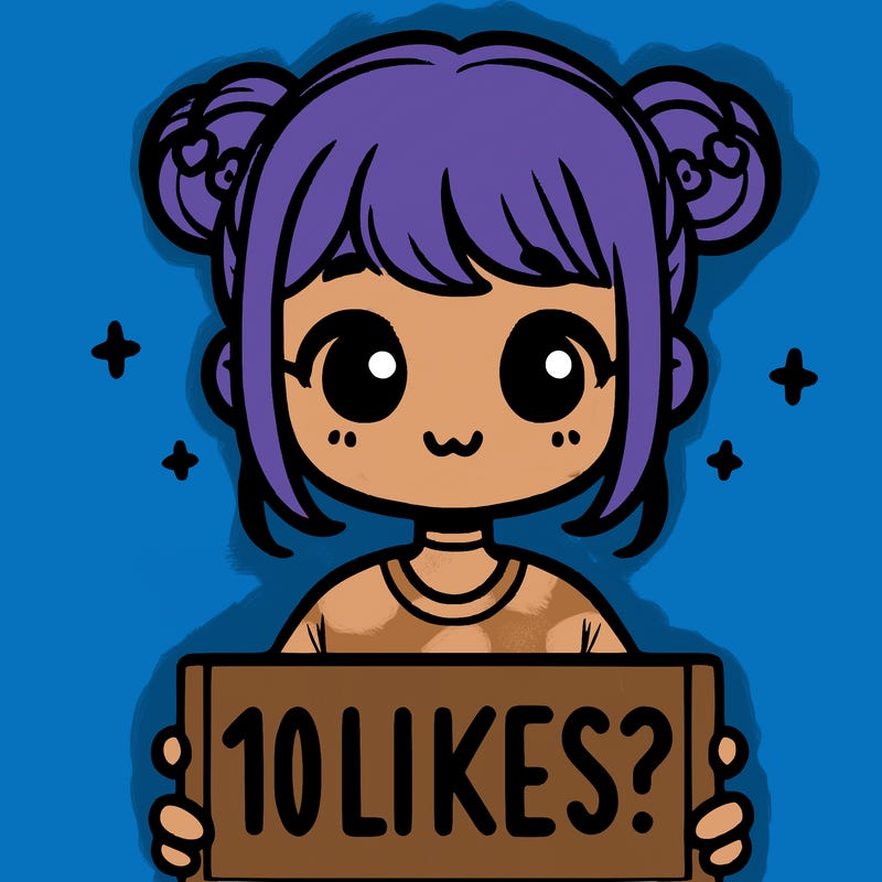 cute girl that is holding a sign that says 10 likes?