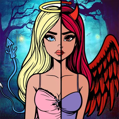 devil vs angel realistic girl