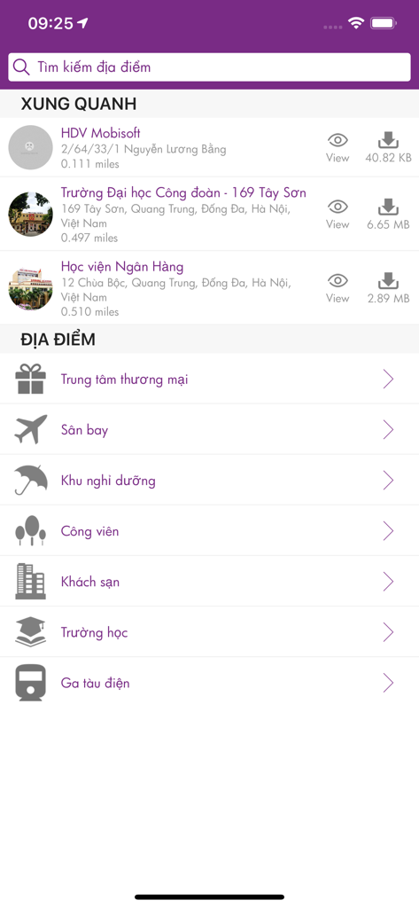 InMapz indoor navigation maps - InMapz app menu showing venue categories like malls airports and hotels