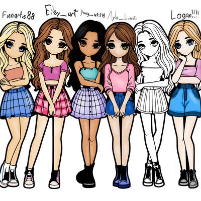 a group of girls realistic