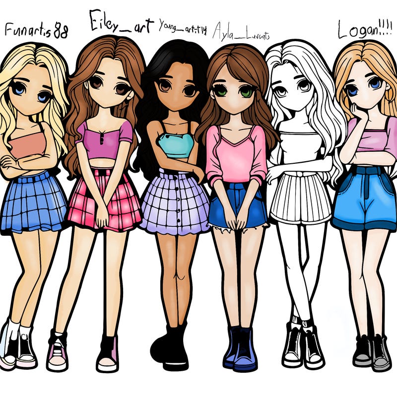 a group of girls realistic