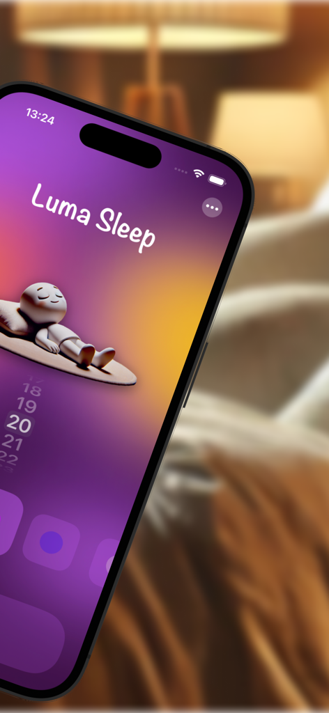 SleepLight: Breath Sleep Aid - SleepLight app interface with a cute sleeping character and warm gradient colors for relaxation