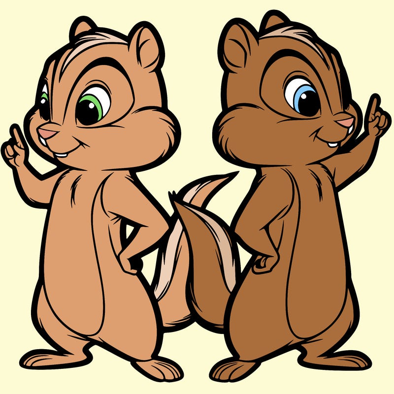 two tamias standing up split realistic