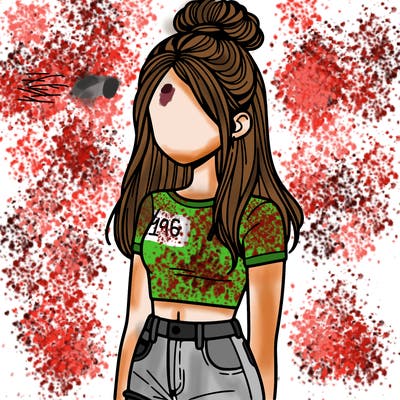 girl with half up-half down hairstyle wearing a crop top and shorts