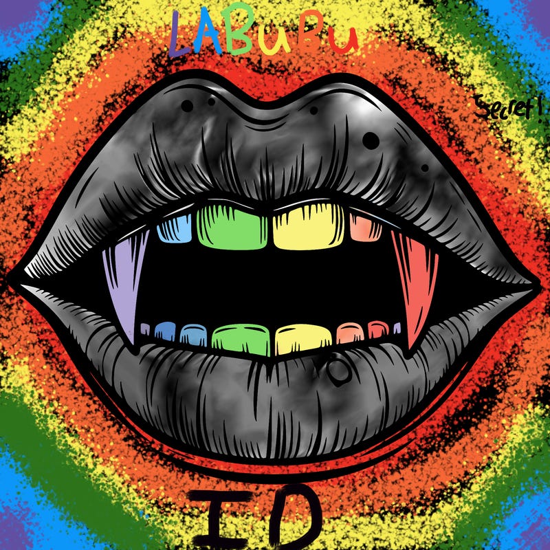 lips with vampire teeth