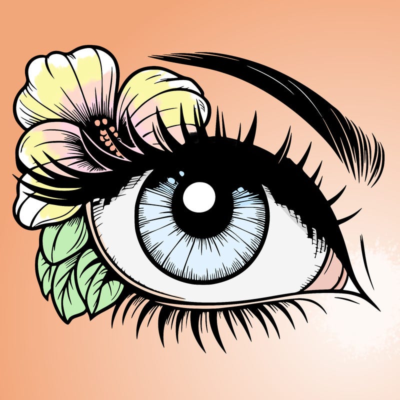 realistic eye with flower
