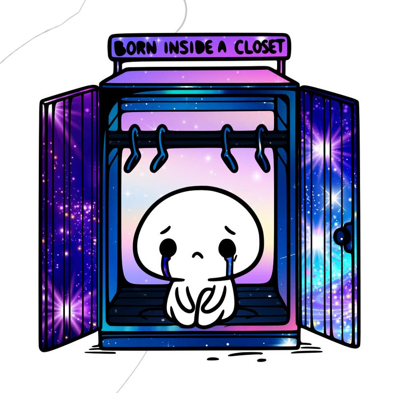 born inside an empty closet, sad