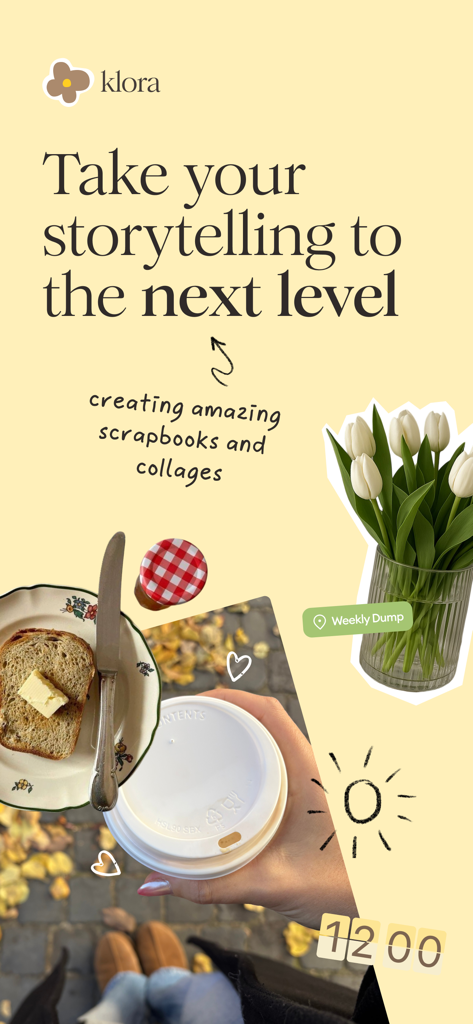 klora - scrapbook collages - klora 앱으로 만든 미학적인 디지털 스크랩북 콜라주, 사진과 스티커 포함
