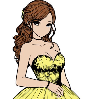 realistic girl in prom dress