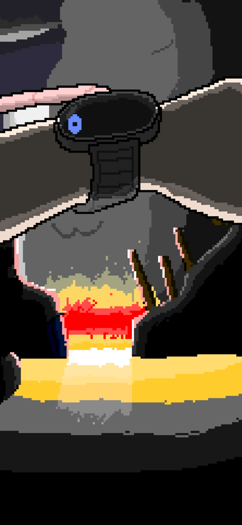 Parasite Days - Pixel art of a glowing biological reaction on a characters arm in Parasite Days