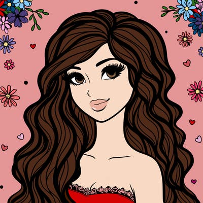 pretty woman with long wavy hair