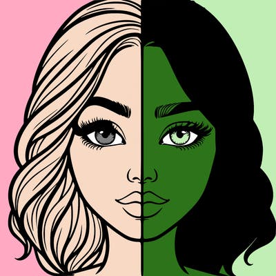 realistic girl split half