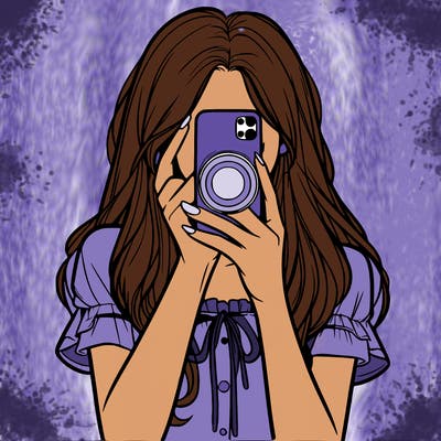 a realistic girl holding her phone taking pictures