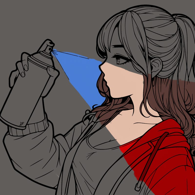 a realistic girl spray, painting