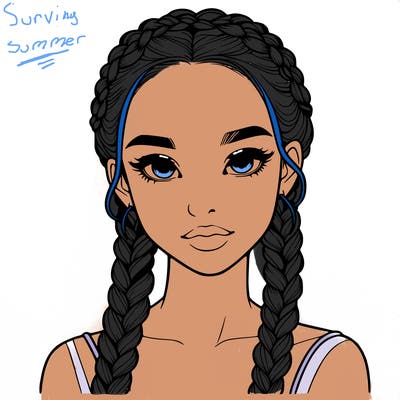 realistic girl with braids