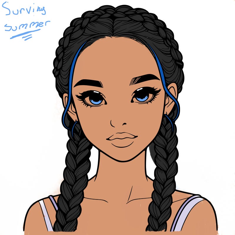 realistic girl with braids