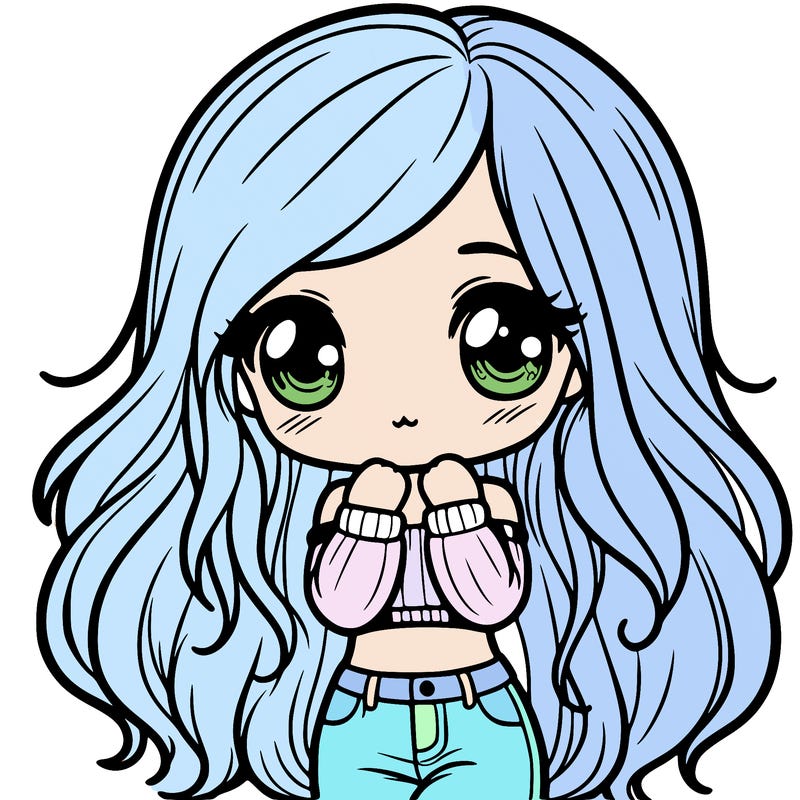 cute shy girl crop top with jeans long hair