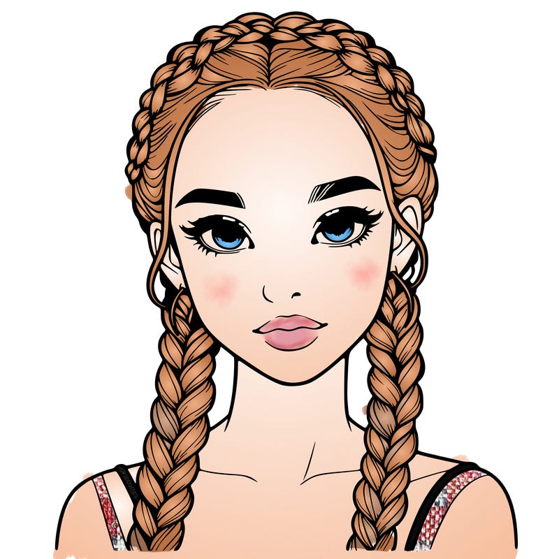 realistic girl with braids