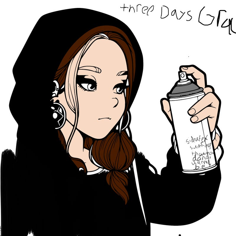 a realistic girl, spray painting