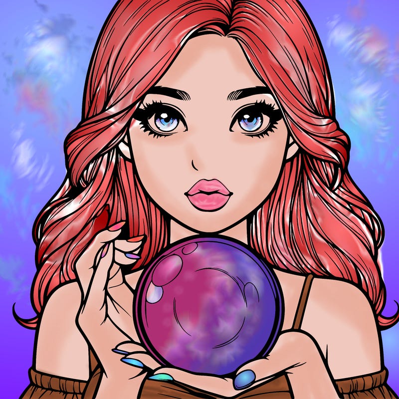 realistic girl hold crystal ball