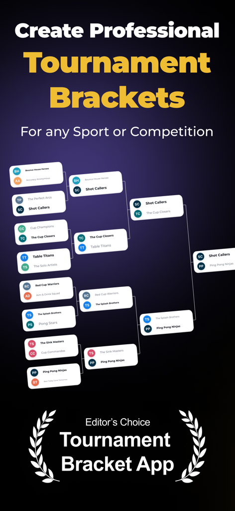 Un generador profesional de cuadros de torneo de eliminación simple para deportes y competencias.