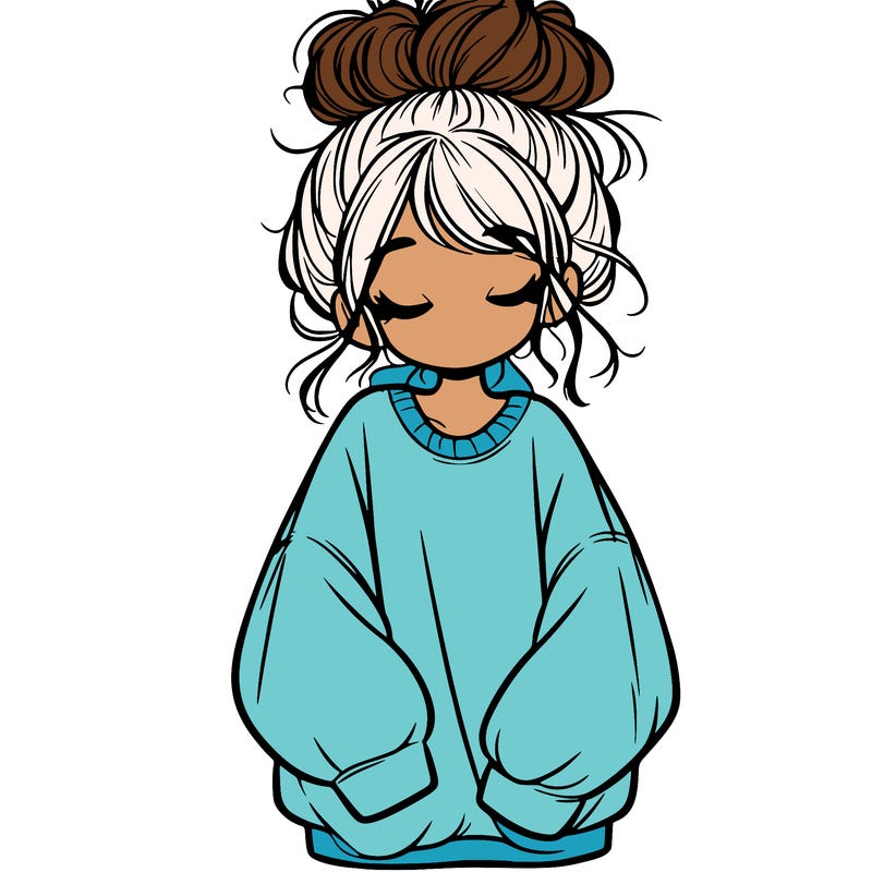 girl with baggy sweatshirt and messy bun