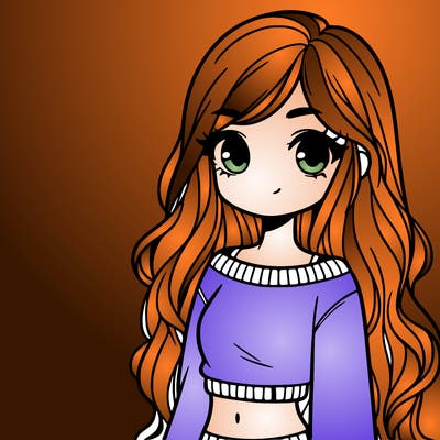 girl with long hair and a crop top with a sweater