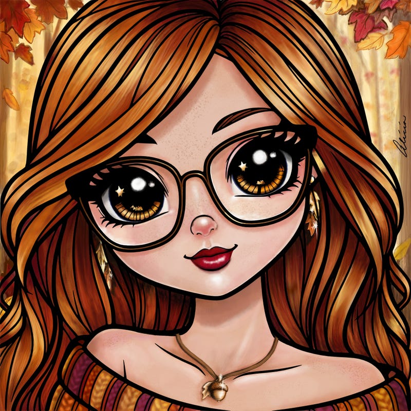 girl with beautiful eyes, hair, and glasses