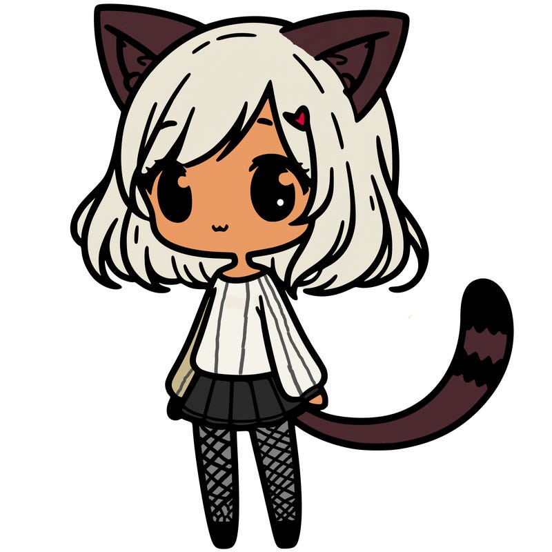 girl with cat ears and tail